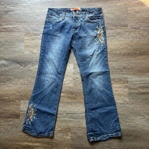 Y2K Vintage Apollo Jeans Sz 9/10 Women’s Low Rise Flare Rainbow Sequin